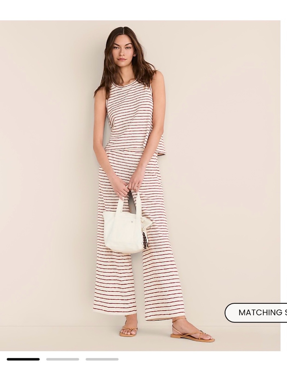 LOFT Lou and Grey NWT Striped Wide-Leg Pants and Split Back Tank Set Size XS